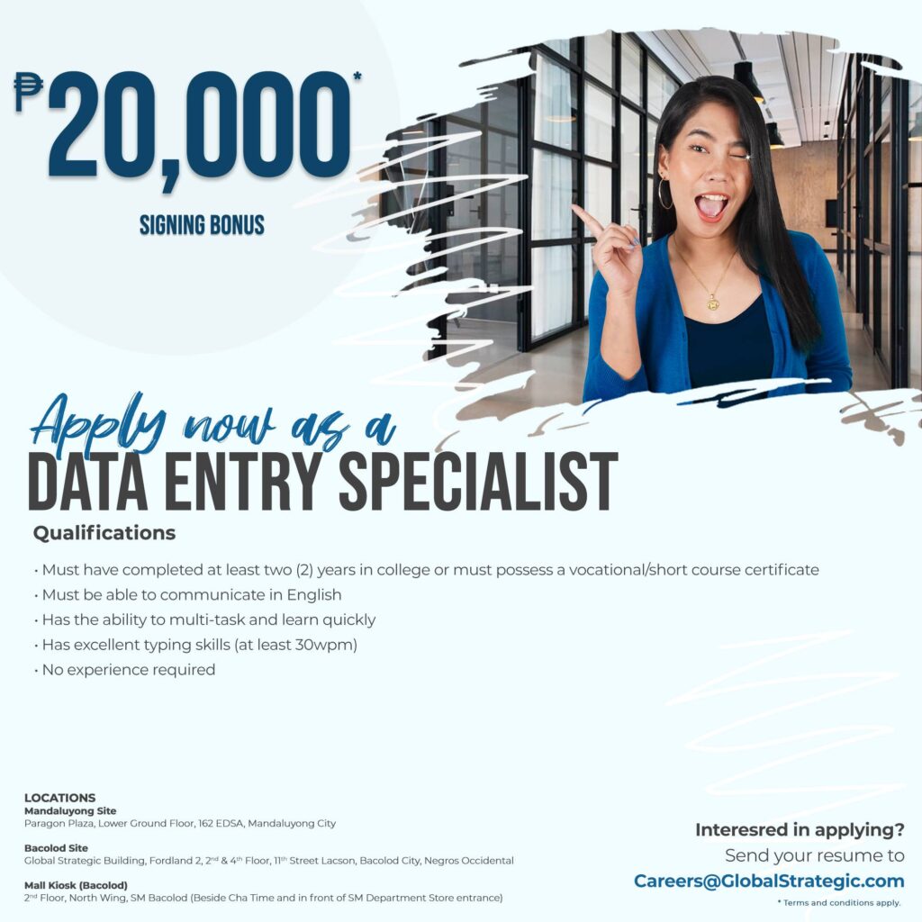 Data Entry Specialist Signing Bonus